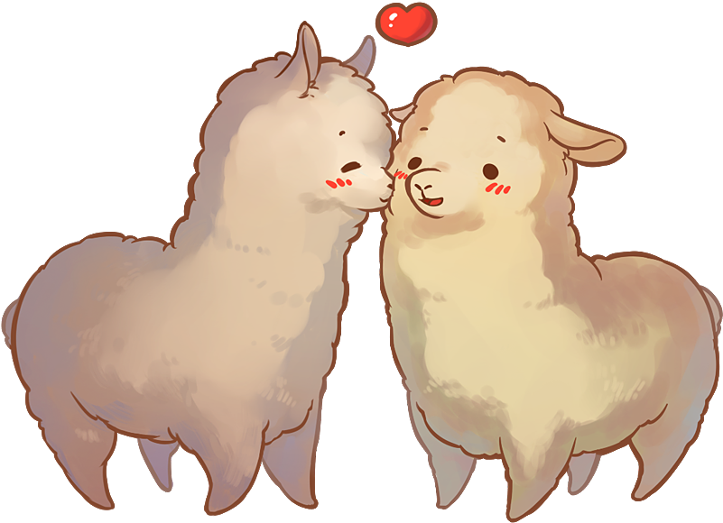 A Couple Of Llamas Kissing