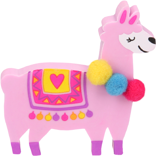 A Pink Llama With Colorful Pom Poms