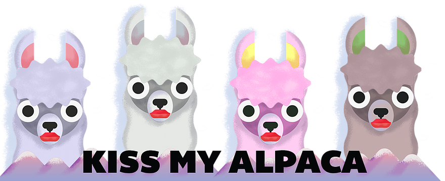 A Couple Of Llamas With Red Lips