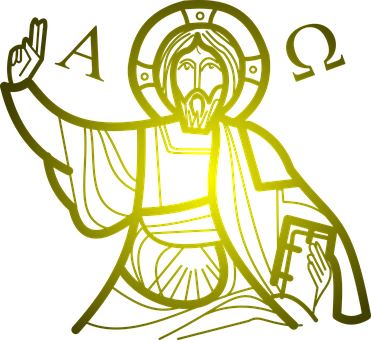 A Yellow Outline Of A Man Holding A Book