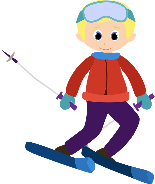 A Cartoon Of A Boy Skiing
