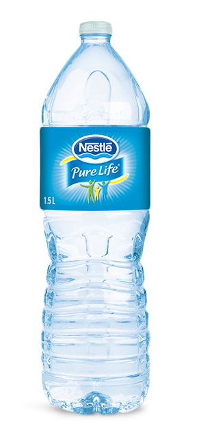 A Plastic Bottle With A Blue Label