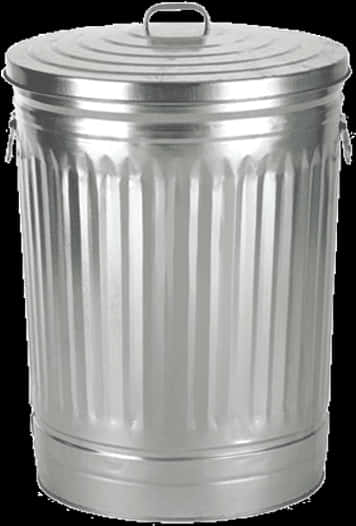 A Silver Trash Can With A Lid