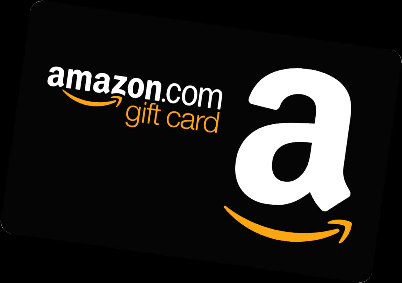 A Black And White Gift Card With White Letters And A Logo