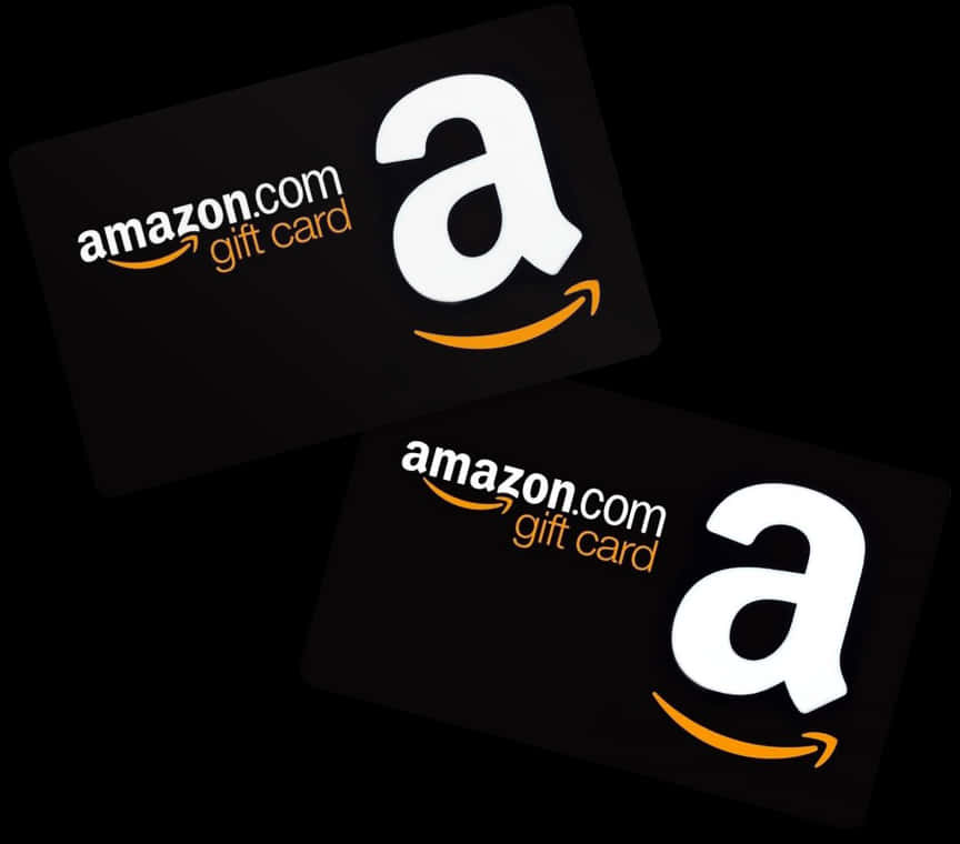 A Pair Of Black Gift Cards With White Letters