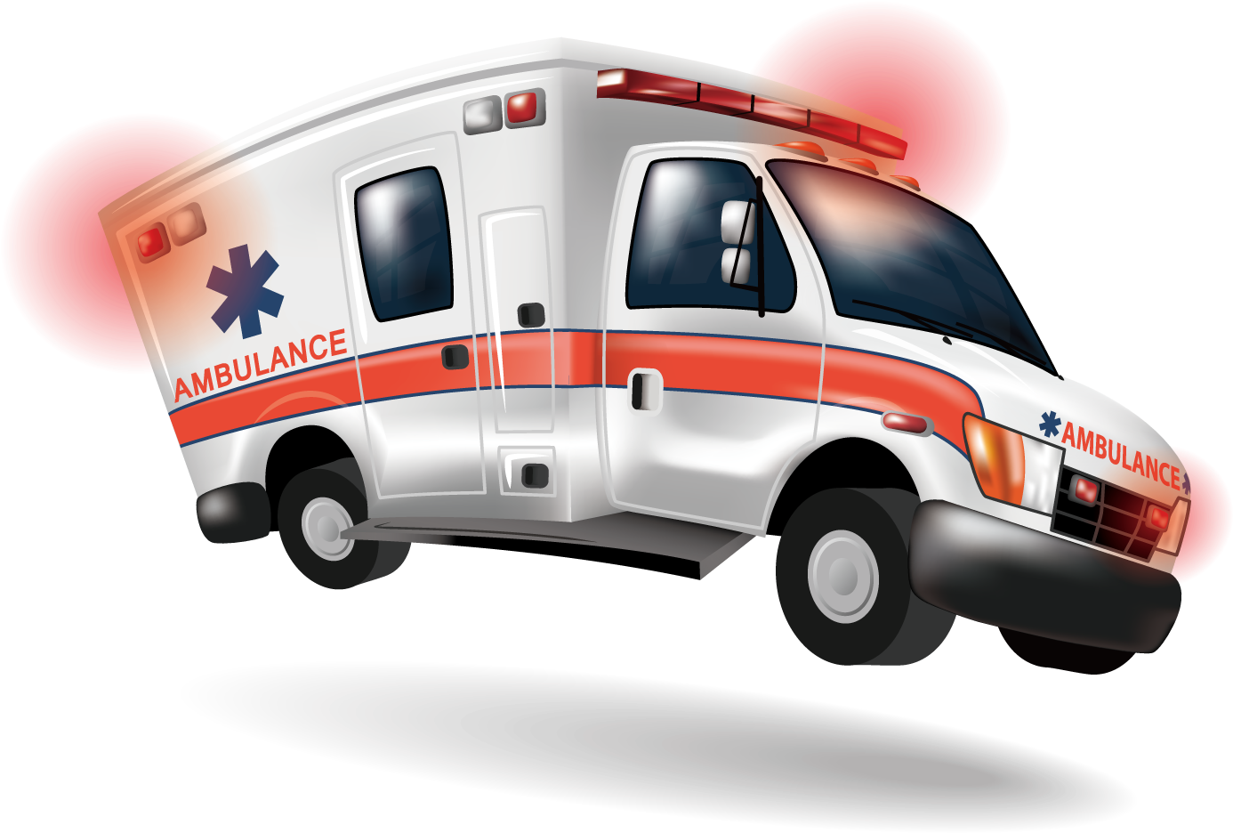 A White Ambulance With Orange Stripes