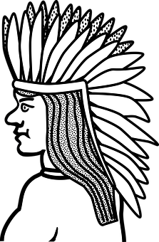 A Drawing Of A Man With A Feathered Headdress