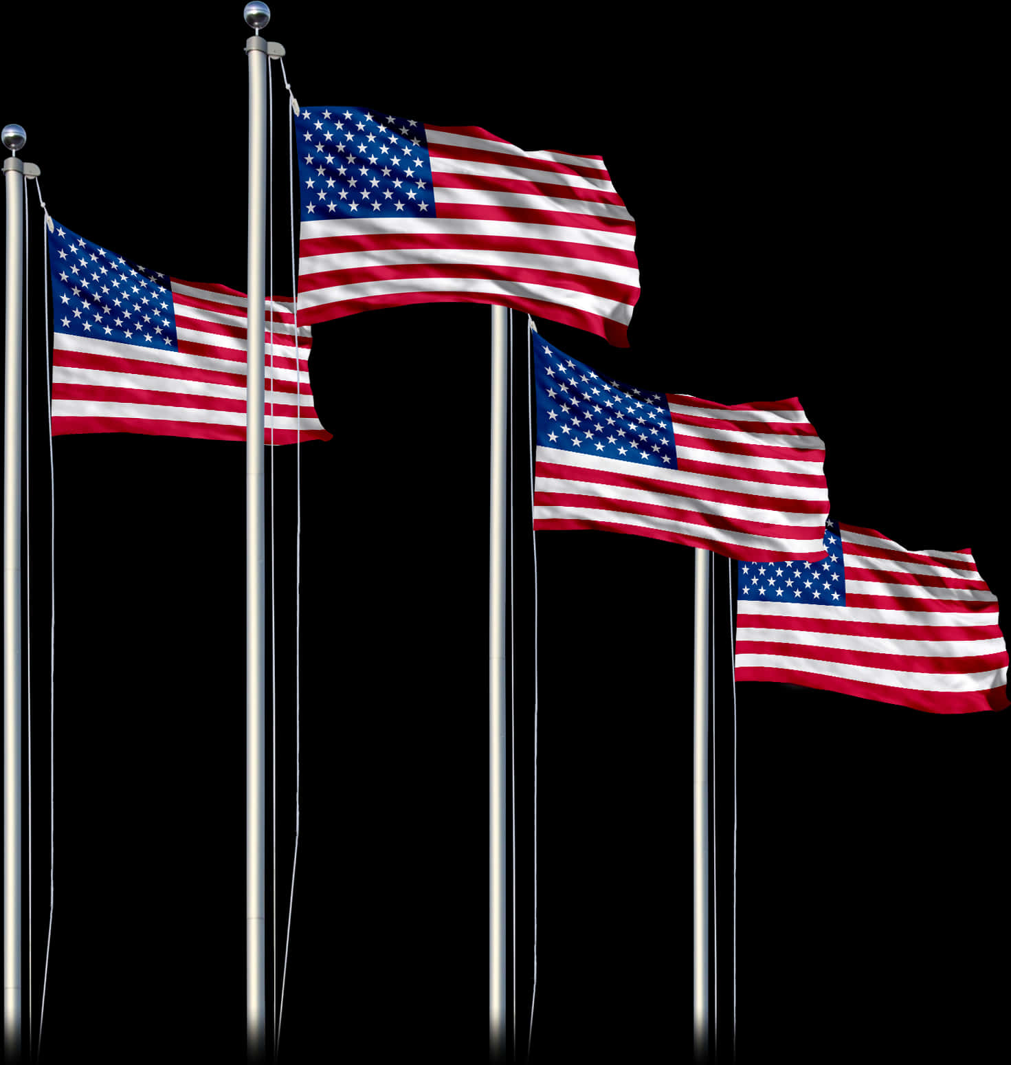 A Group Of Flags On Poles
