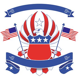 A Logo With A Flag And A Eagle