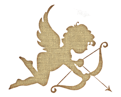 A Silhouette Of A Cupid With Wings And A Bow And Arrow