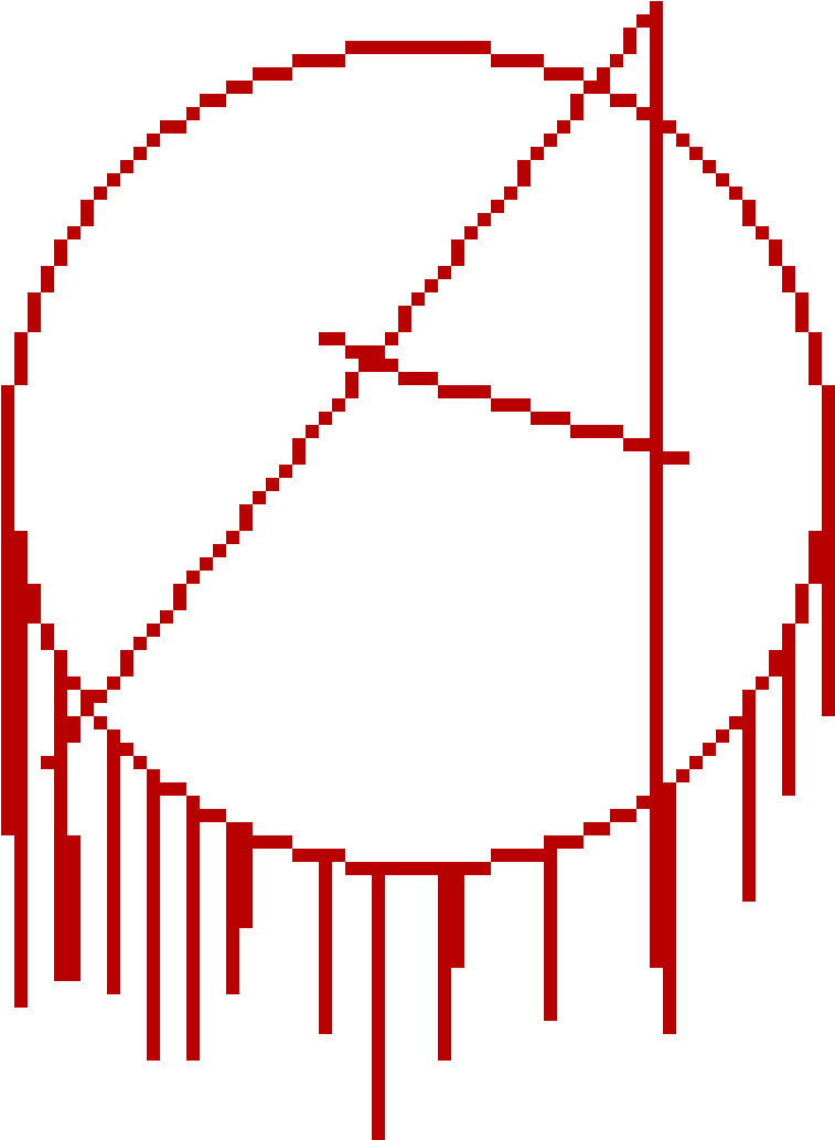 A Red And Black Circle With Dripping Red Lines