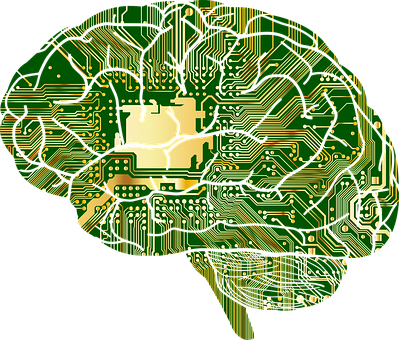 A Green And Gold Circuit Board Brain