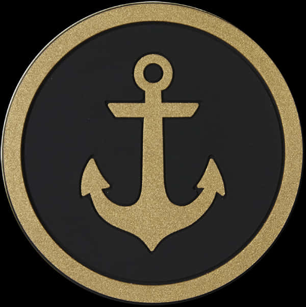 A Gold Anchor On A Black Surface