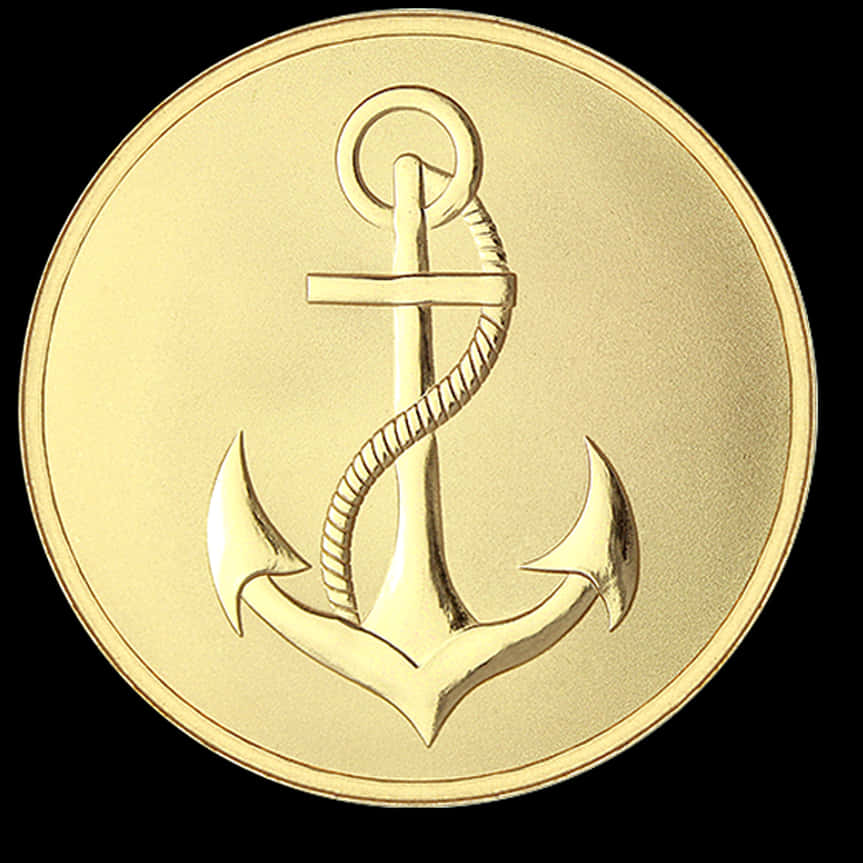 A Gold Coin With An Anchor And Rope