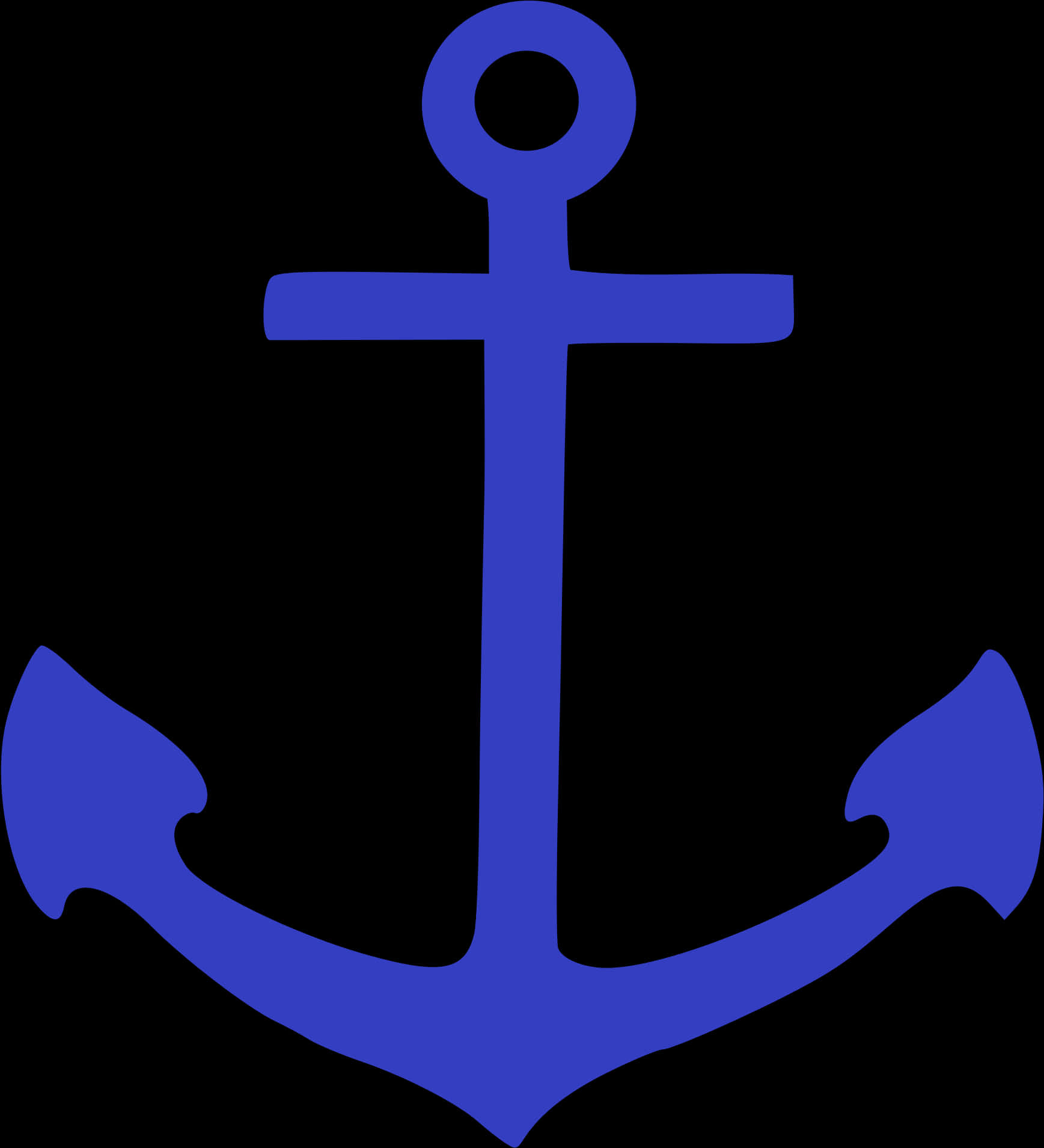 A Blue Anchor On A Black Background