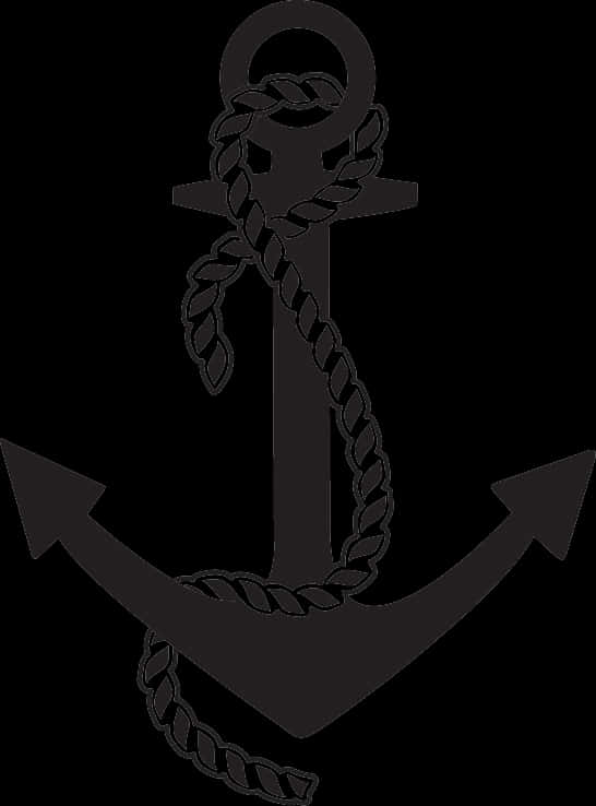 A Black Anchor With A Rope