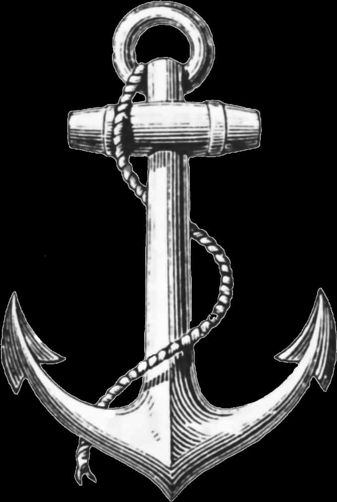 A Black And White Anchor With A Rope