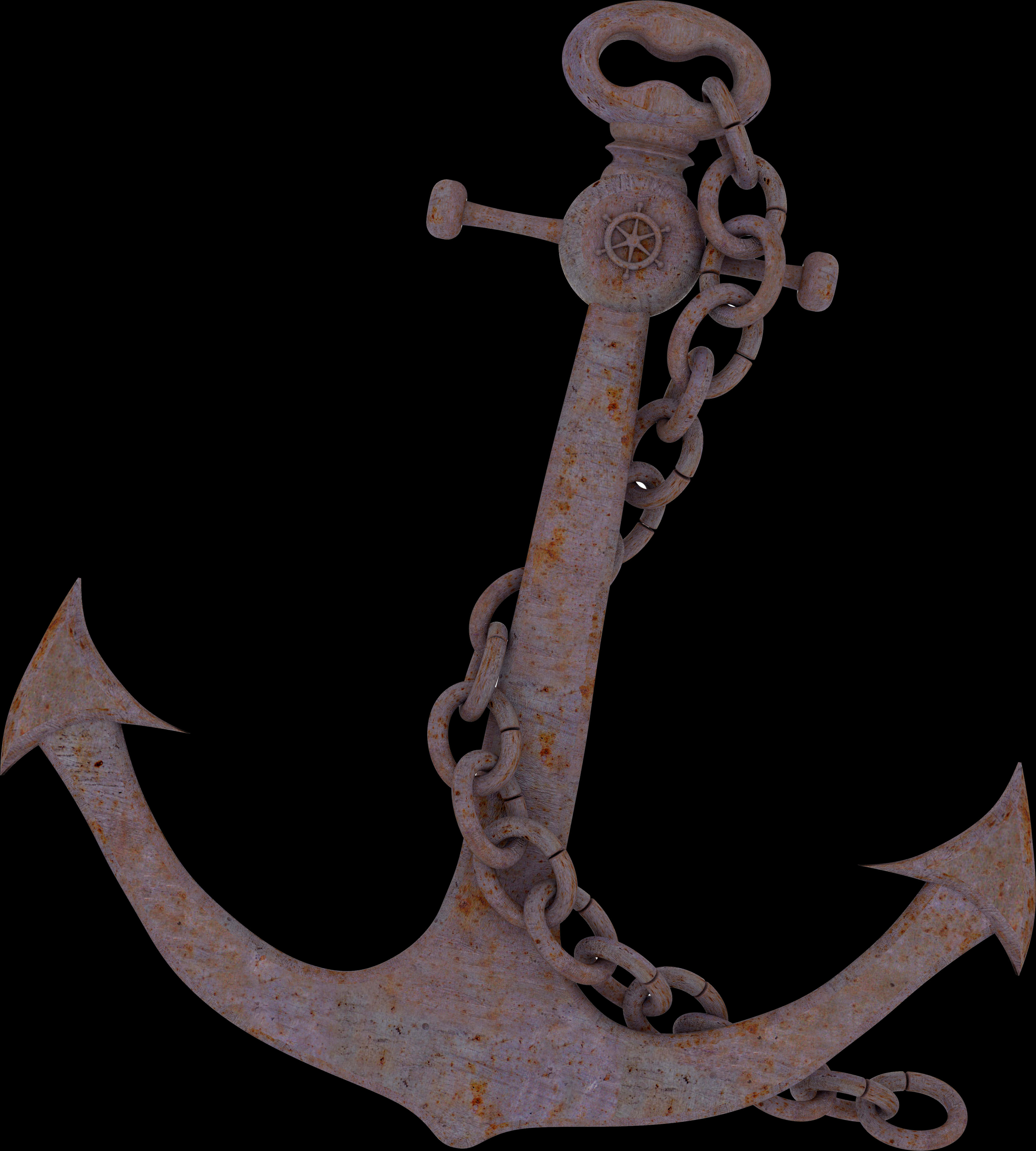 A Rusty Anchor With A Chain