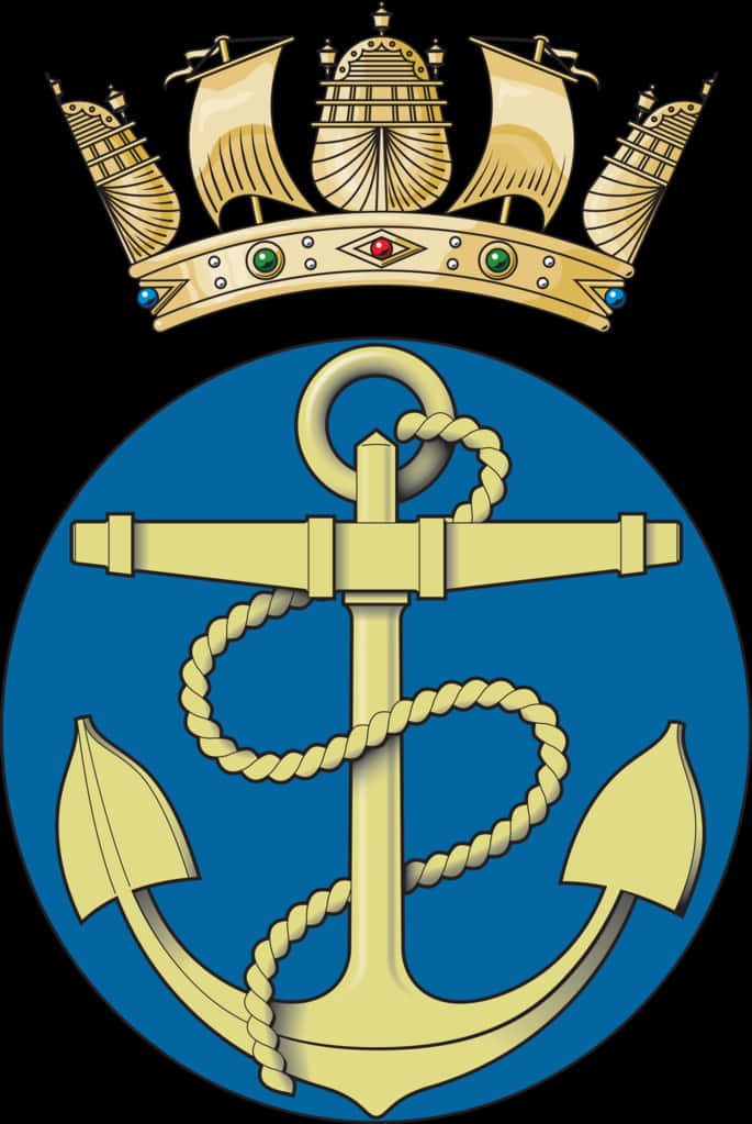 A Gold Anchor With A Crown