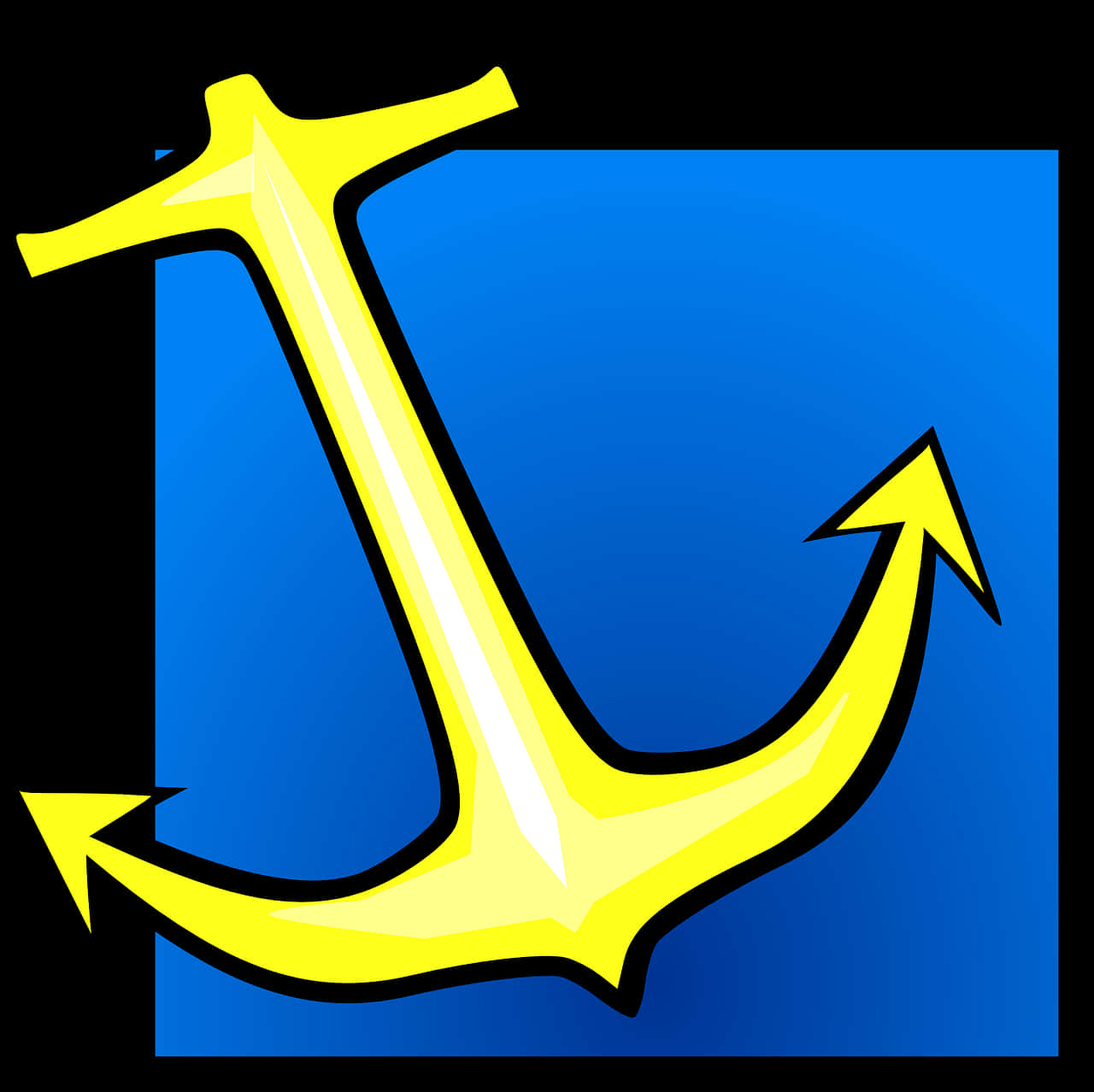 A Yellow Anchor On A Blue Square