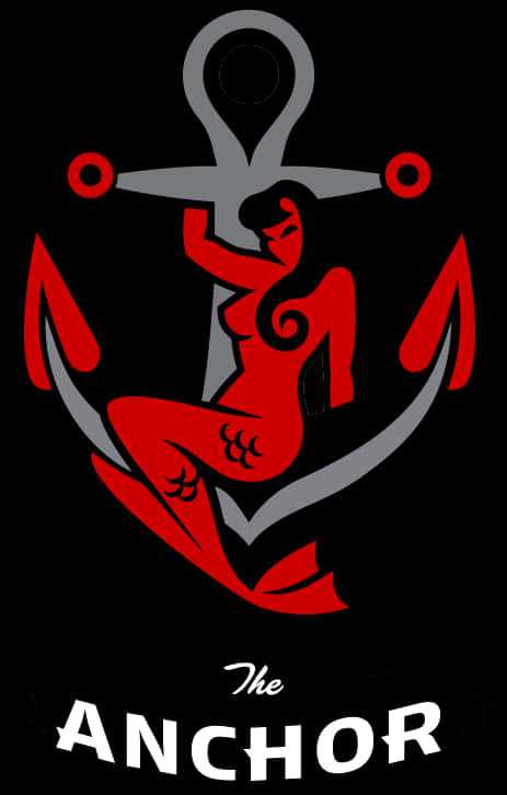 A Red Mermaid Sitting On A Anchor