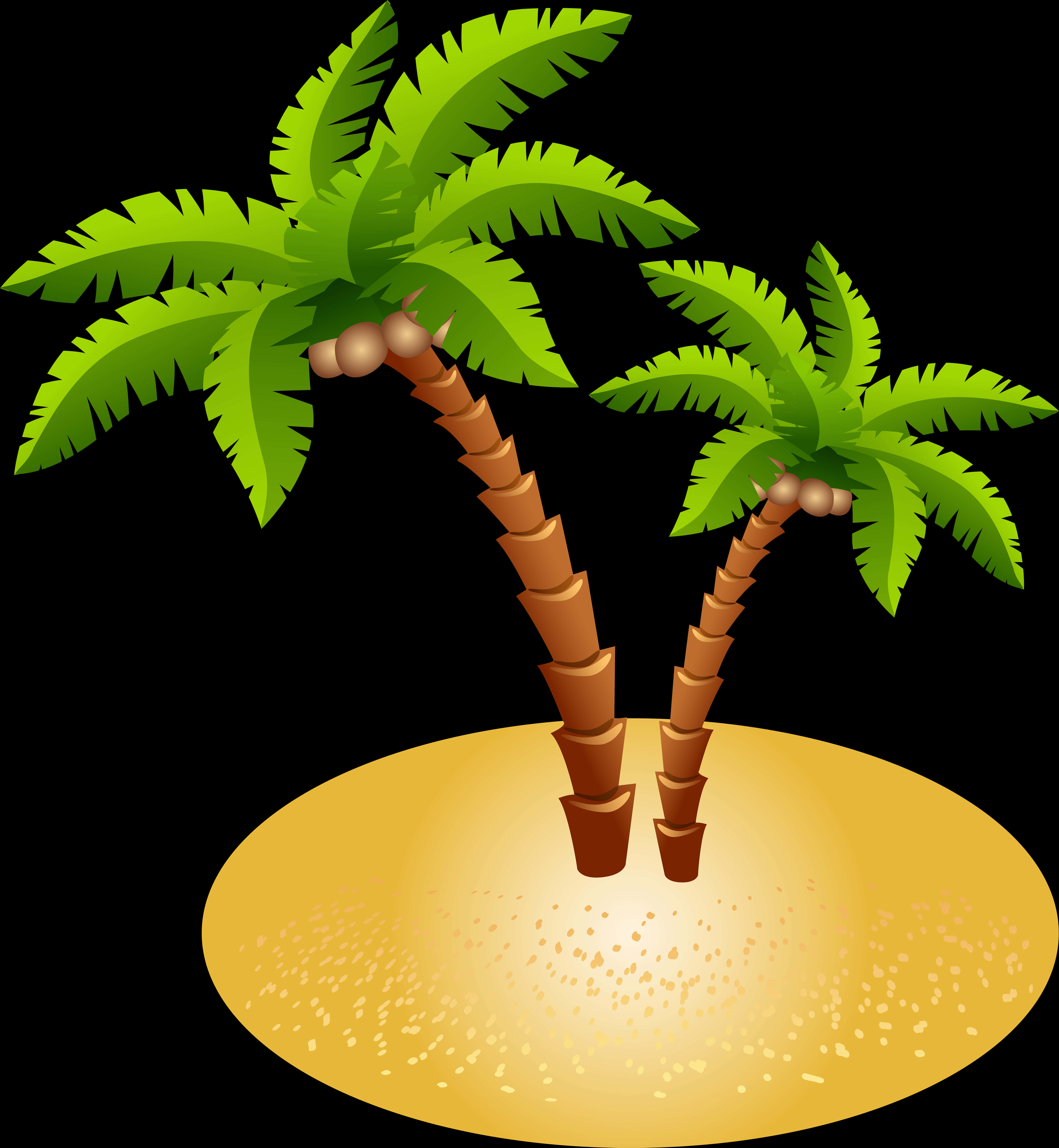 Palm Trees On A Sandy Island