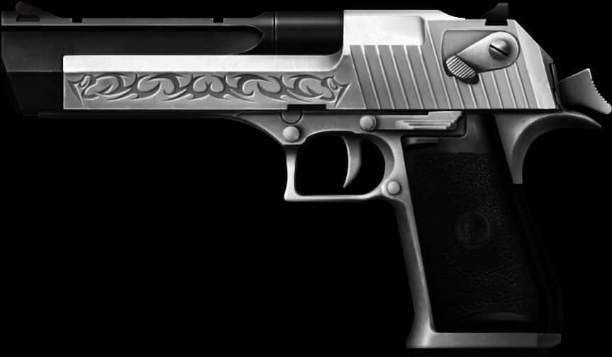 A Silver And Black Hand Gun