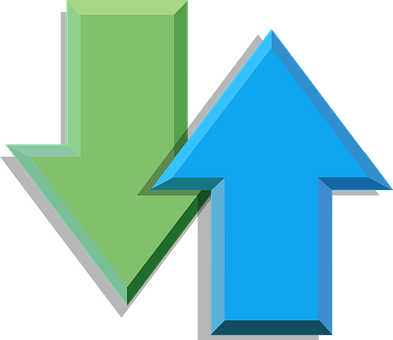 A Blue And Green Arrows Pointing Upwards