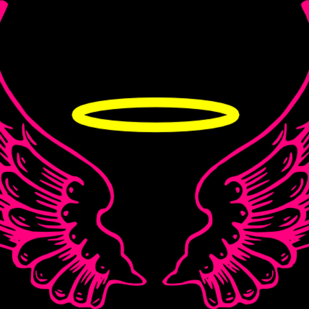 A Pink Wings With A Yellow Halo