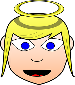 A Cartoon Of A Woman With A Halo On Her Head