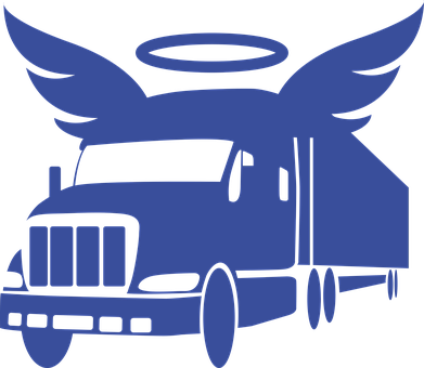 A Blue Truck With Wings And Halo