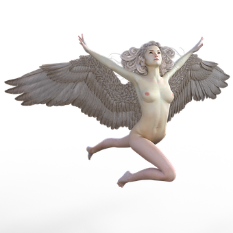 A Woman With Wings And Hair