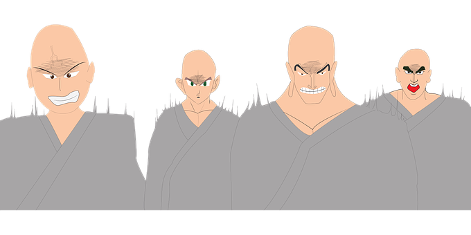A Group Of Men In Grey Robes
