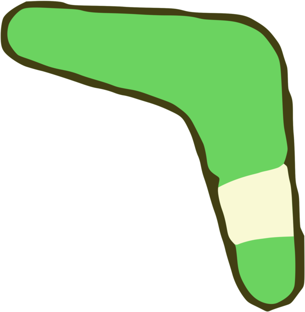 A Green Boomerang With White Stripe