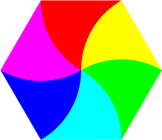 A Hexagon With Different Colors