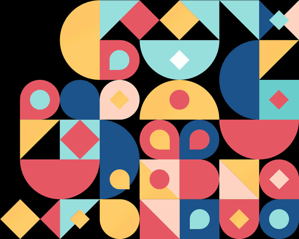 A Colorful Geometric Shapes On A Black Background