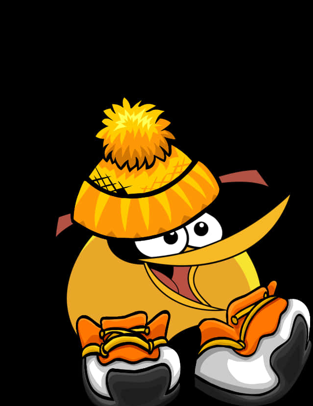 Cartoon Bird Wearing A Hat And Shoes