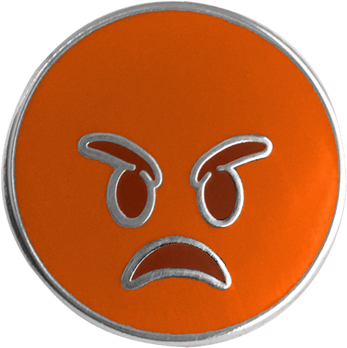 An Orange And Silver Emoji With A Sad Face