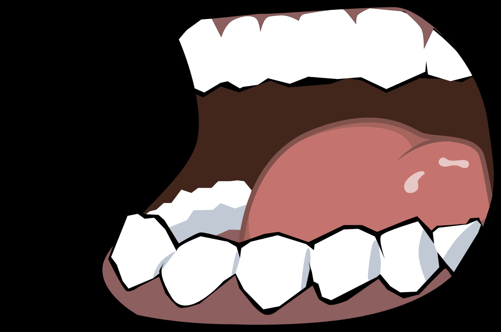A Cartoon Of A Mouth With Teeth And Tongue