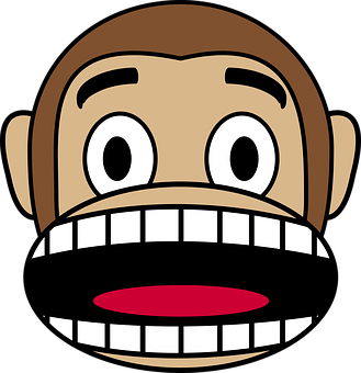 A Cartoon Monkey With Mouth Open