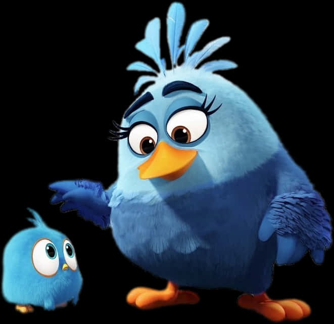 Angy Bird Blue Jay With Mum - Angry Birds Blues Mom, Hd Png Download