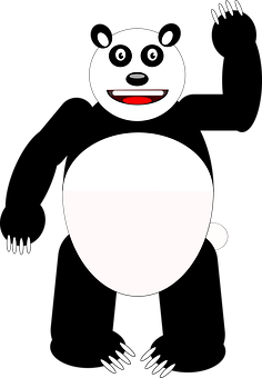 A Cartoon Panda With A Black Background