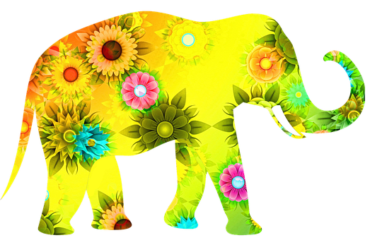 A Colorful Elephant With Flowers