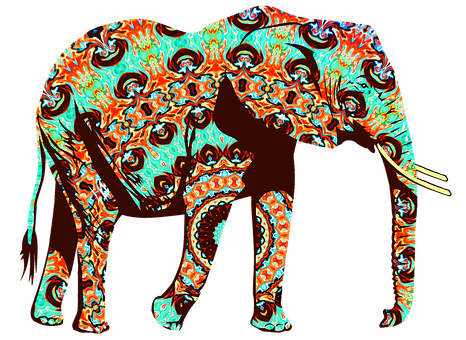 An Elephant With Colorful Patterns