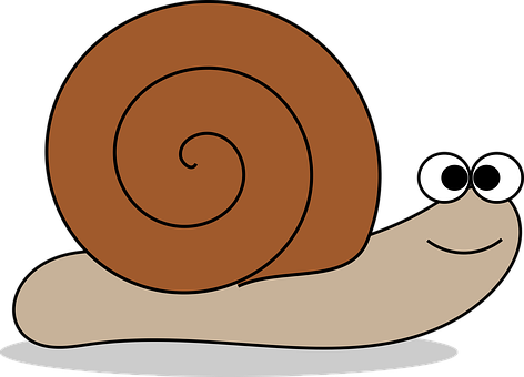 A Cartoon Snail With A Spiral Shell