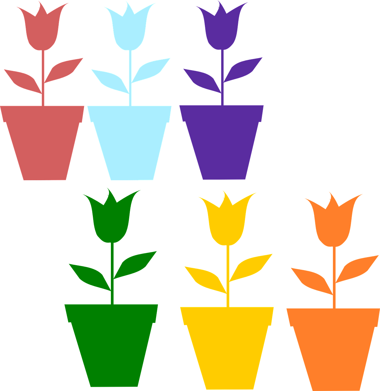 A Group Of Colorful Flowers In Pots