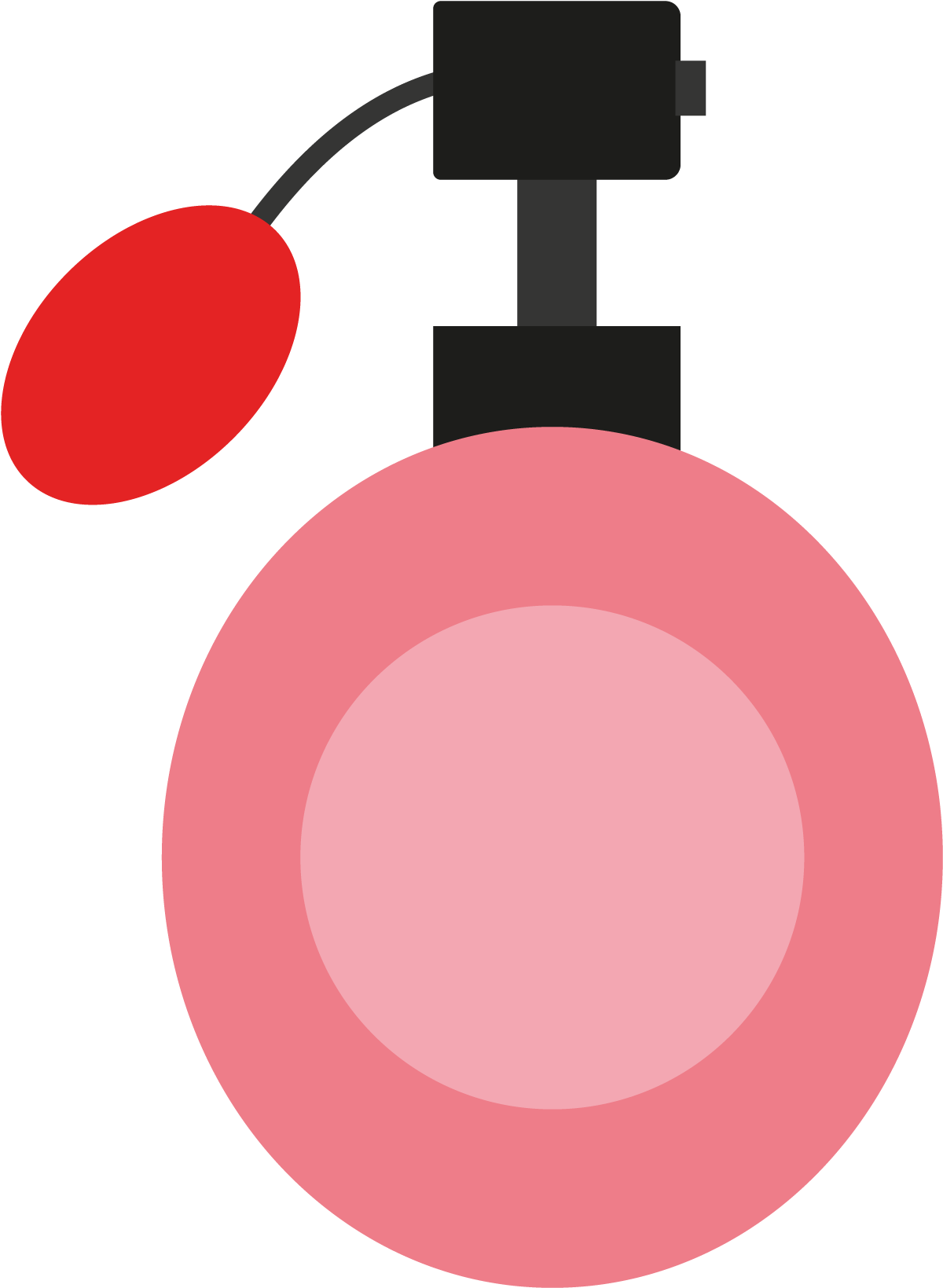 A Pink Bottle With A Black Cap