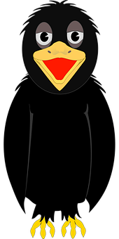 A Cartoon Penguin With A Yellow Beak And Red Triangle