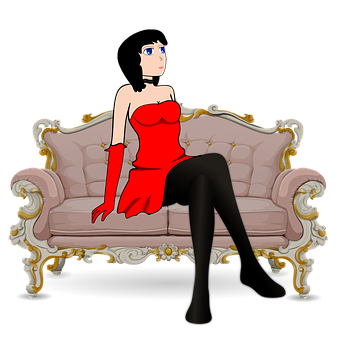A Cartoon Of A Woman Sitting On A Couch
