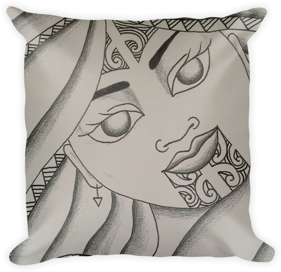 A Pillow With A Drawing Of A Woman